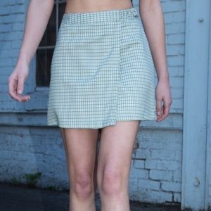 White and green plaid skirt